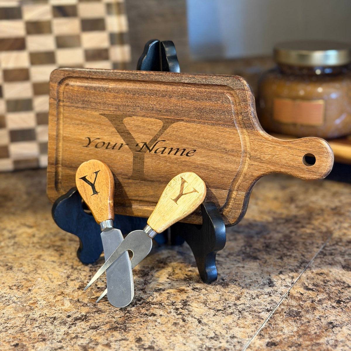 9.5" Mini Charcuterie Board with Cutlery